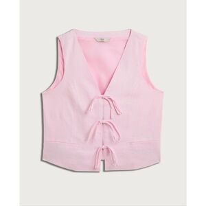 F&F Linen-blend Tie-front Sleeveless Waistcoat in Pink US 2